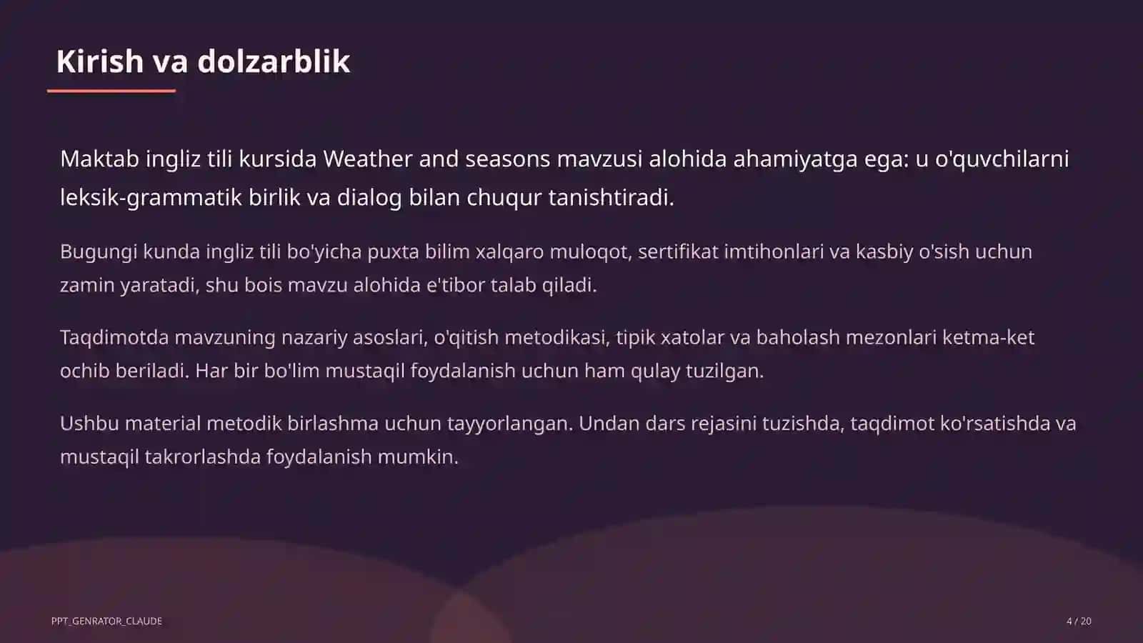 Weather and seasons (4-sinf) 4