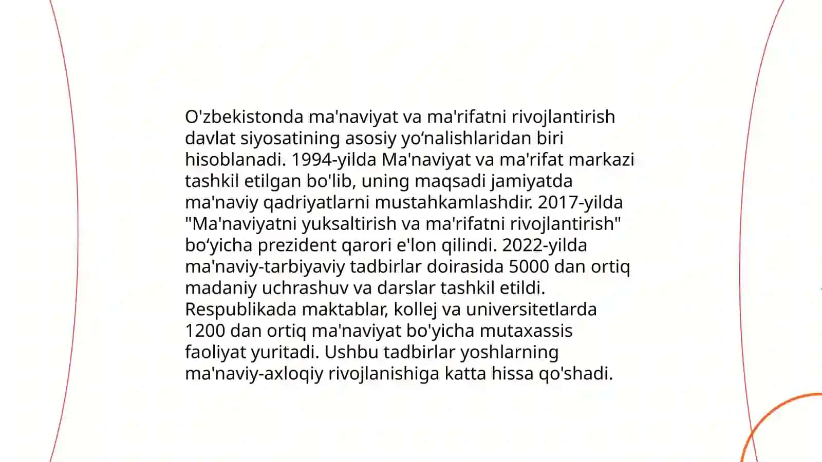 Yangi O'zbekistonda amalga oshirilayotgan ma'naviy o'zgarishlar 4