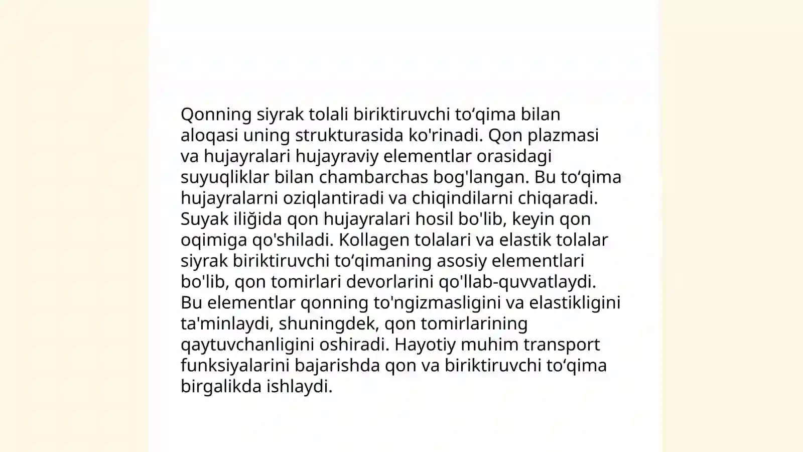 Qon va siyrak tolali biriktiruvchi toʻqimalarning oʻzaro munosabati 4