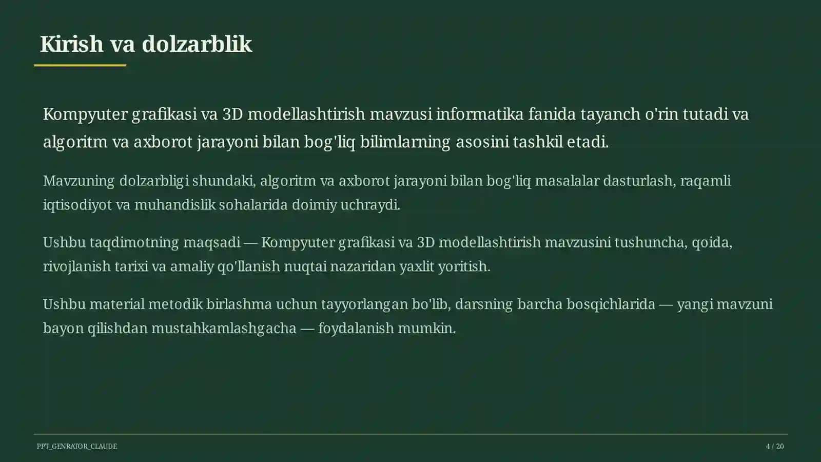 Informatika va axborot texnologiyalari (5–11) — metodik birlashma uchun 4