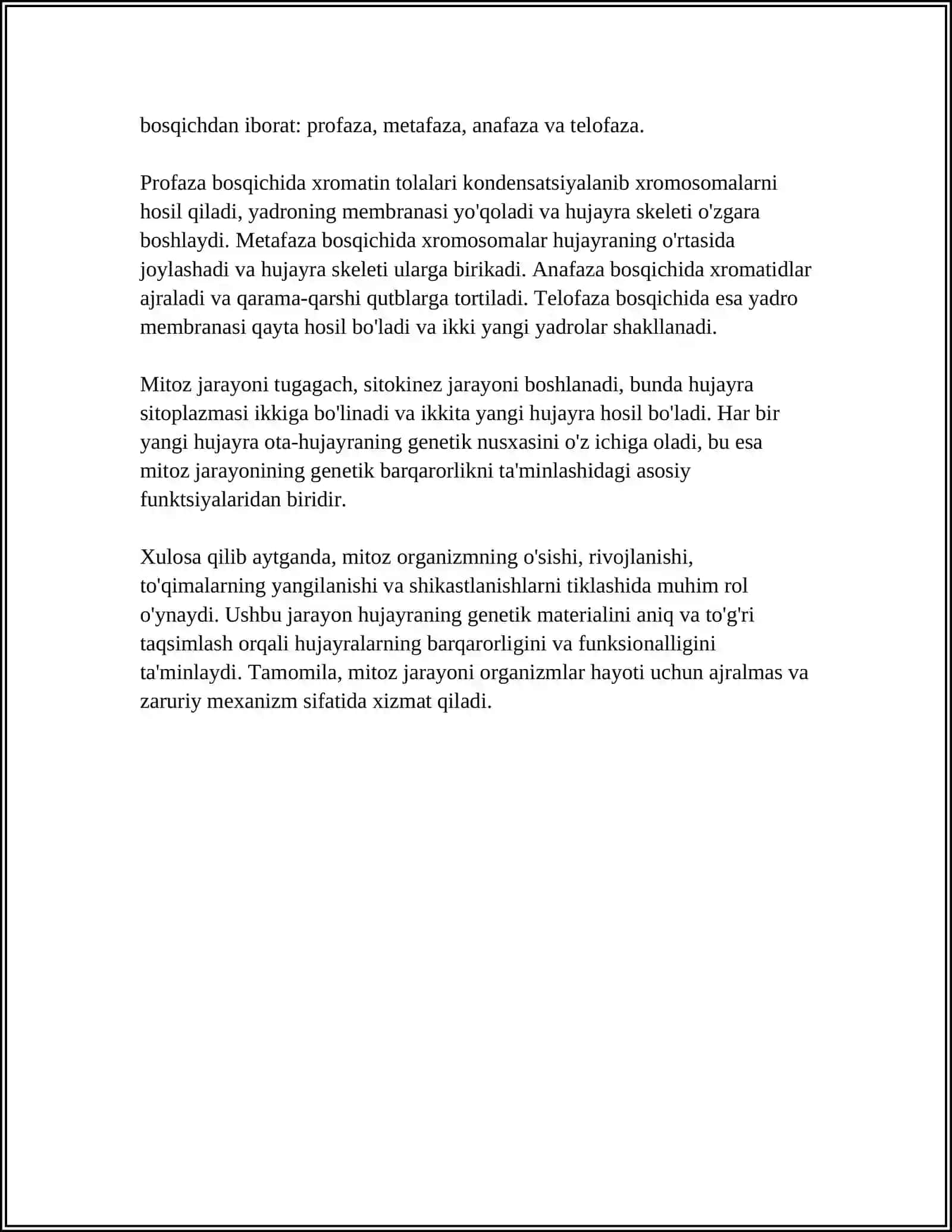 MITOZNING BIOLOGIK AHAMIYATI 4
