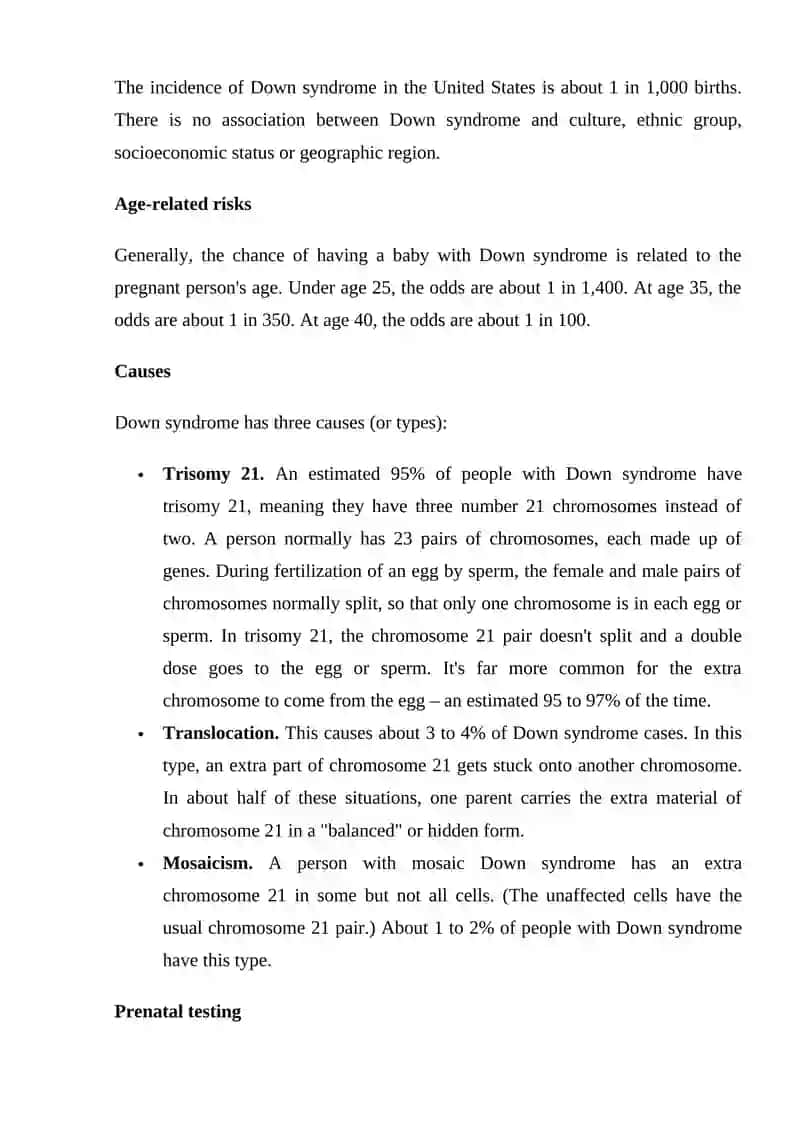 Down syndrome and Genetic Screening 4