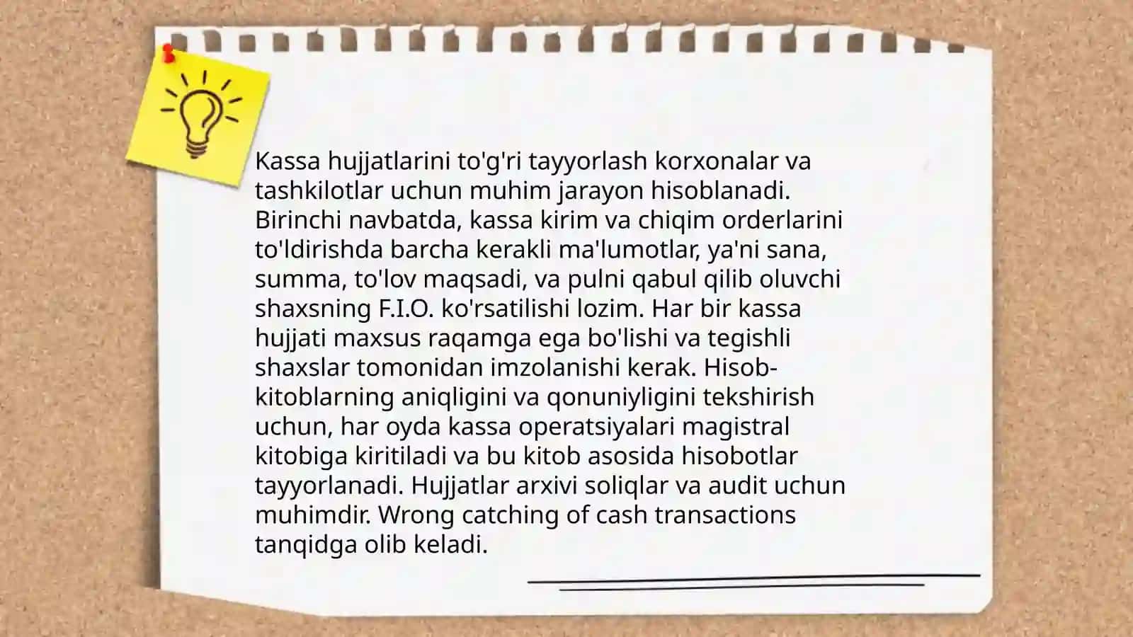Kassa operatsiyalarini hisobga olish 4