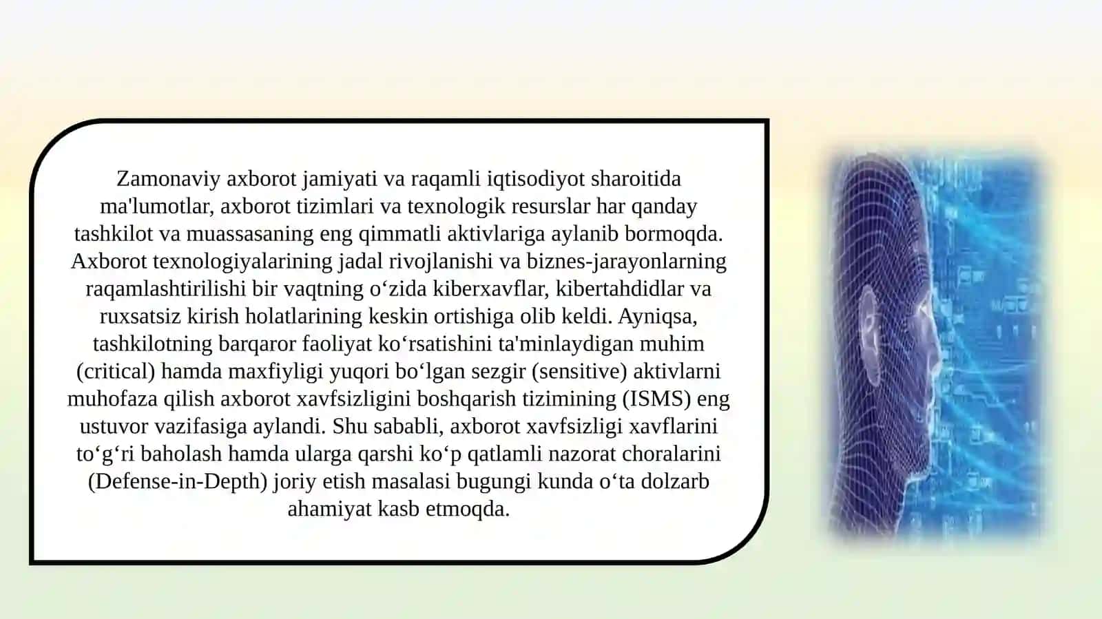 Mavzu: Muhim va sezgir aktivlar uchun profilaktik, aniqlovchi hamda tuzatuvchi nazorat choralari 4