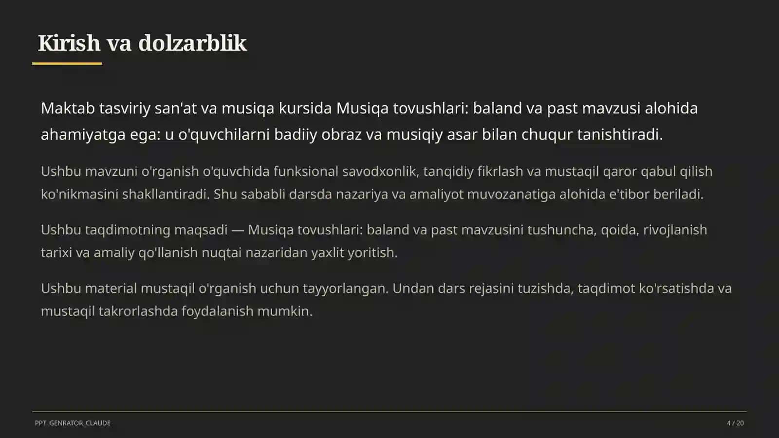 Musiqa tovushlari: baland va past (1-sinf) 4
