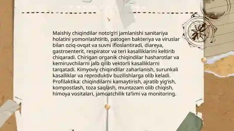 Chiqindilar va ularning ijtimoiy jihatlari. Ularni bartaraf etish yo'llari 4