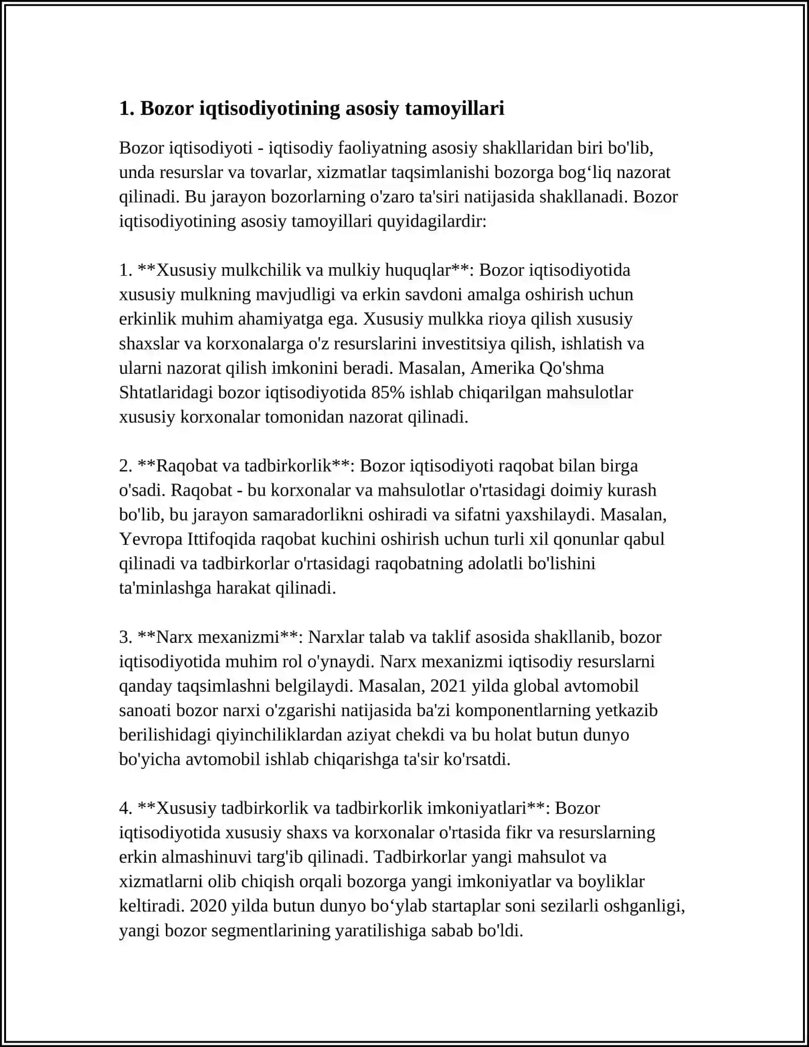 ТOVAR VA PUL MUNOSABATLARI -BOZOR IQTISODIYOTINING ASOSIDIR 4