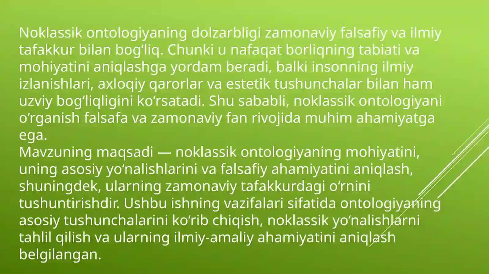 Noklassik ontologiya ning yo'nalishlari va mohiyati 4