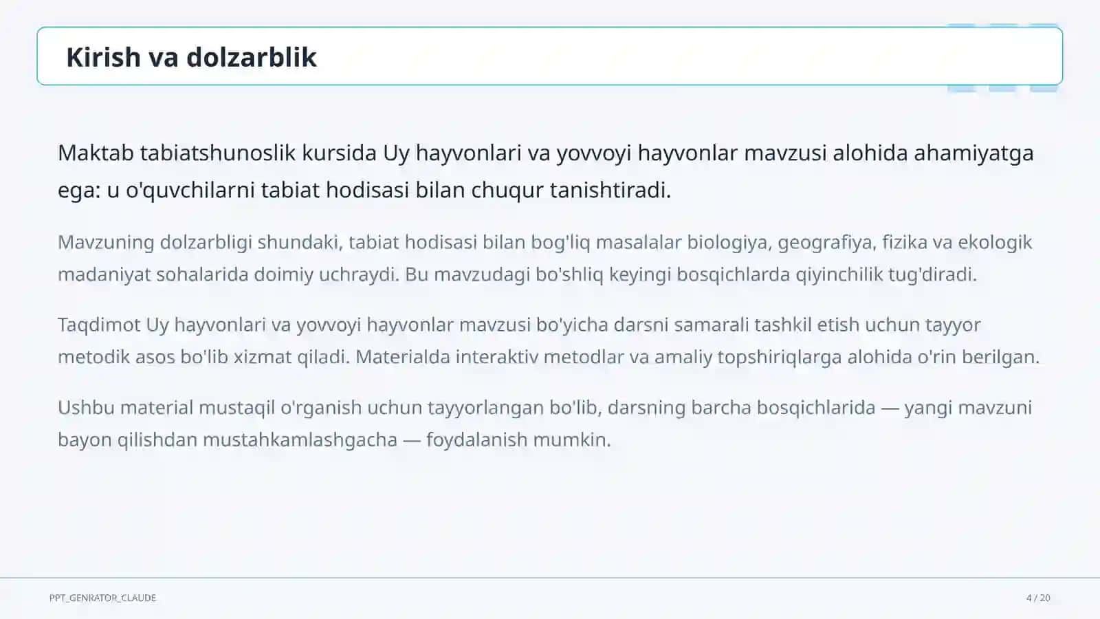Uy hayvonlari va yovvoyi hayvonlar (1-sinf) 4