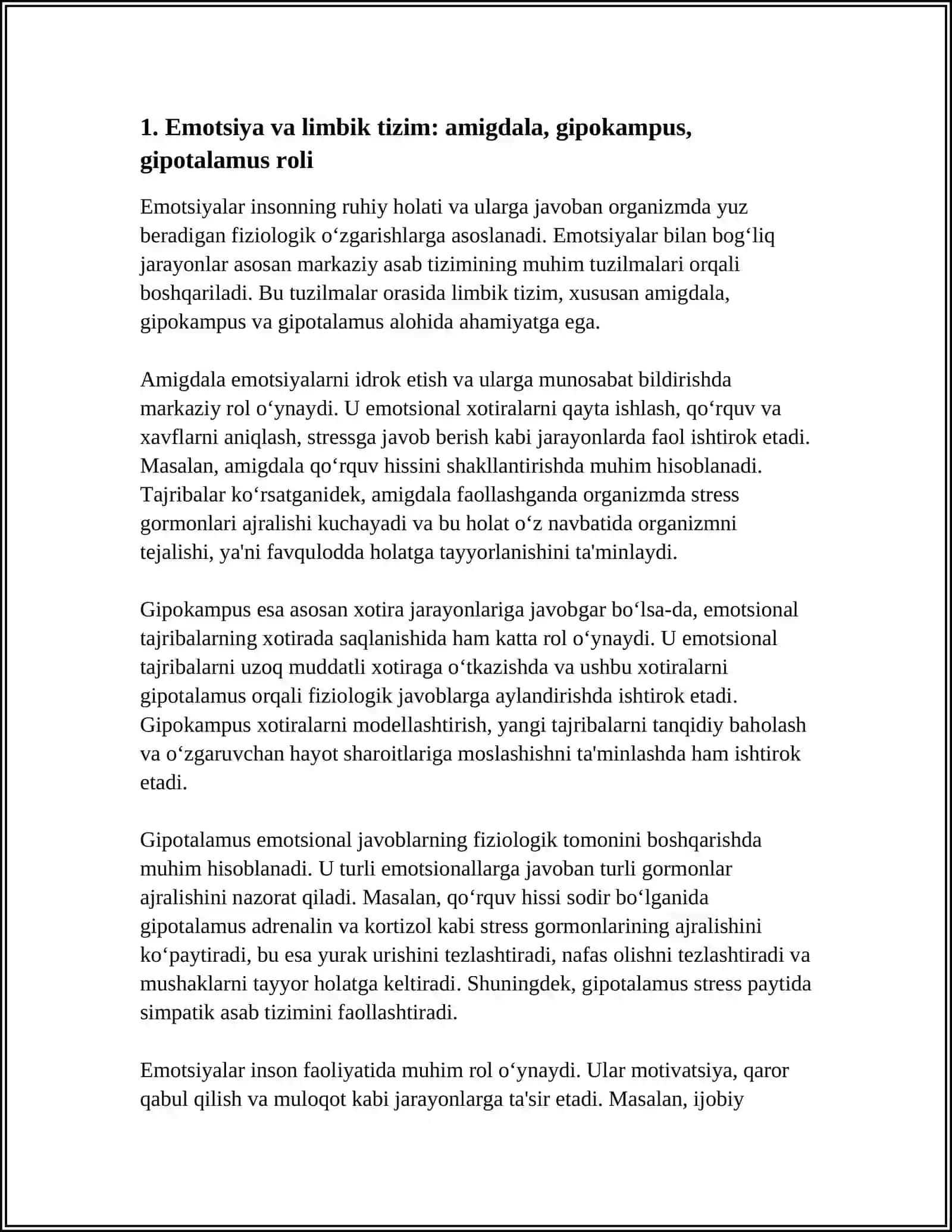 EMOTSIYA JARAYONINING ORGANIZM BILAN BOG'LIQLIGI, INSON FAOLIYATIDAGI AHAMIYATI 4