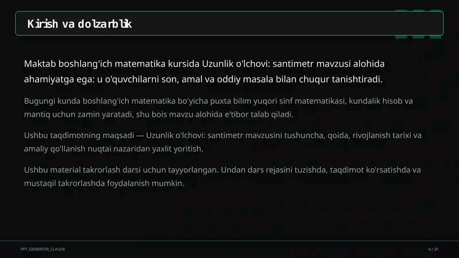 Uzunlik o'lchovi: santimetr (1-sinf) 4