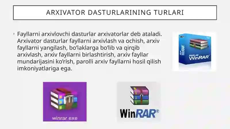 ARXIVATORLARTEHNOLOGIYASI TAQDIMOTI 4