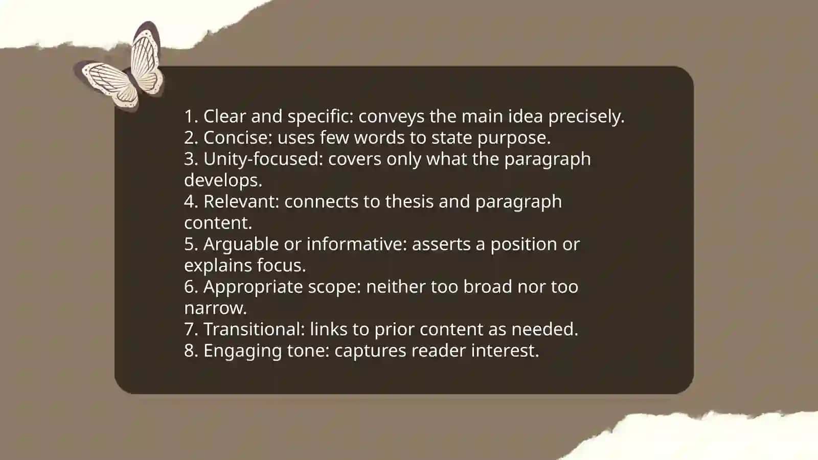 Writing clear topic sentence and paragraphs 4