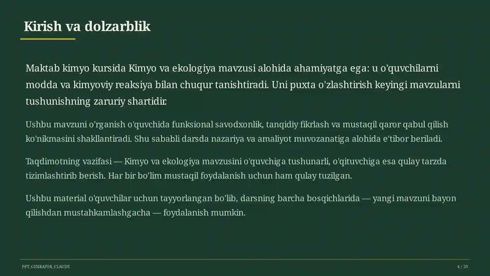 Kimyo va ekologiya (11-sinf) 4