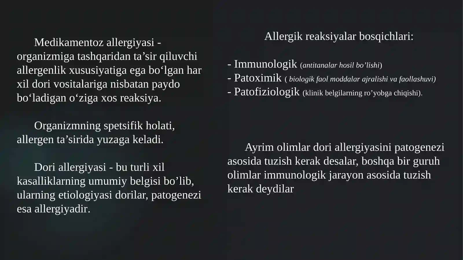 Dori-darmon allergiyasida bolalarda og‘iz bo‘shlig‘i shilliq qavatidagi o‘zgarishlar, klinik belgilari, tashxisi, davosi 4