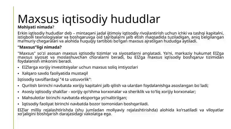 Maxsusiqtisodiyhududlar Mohiyati 4