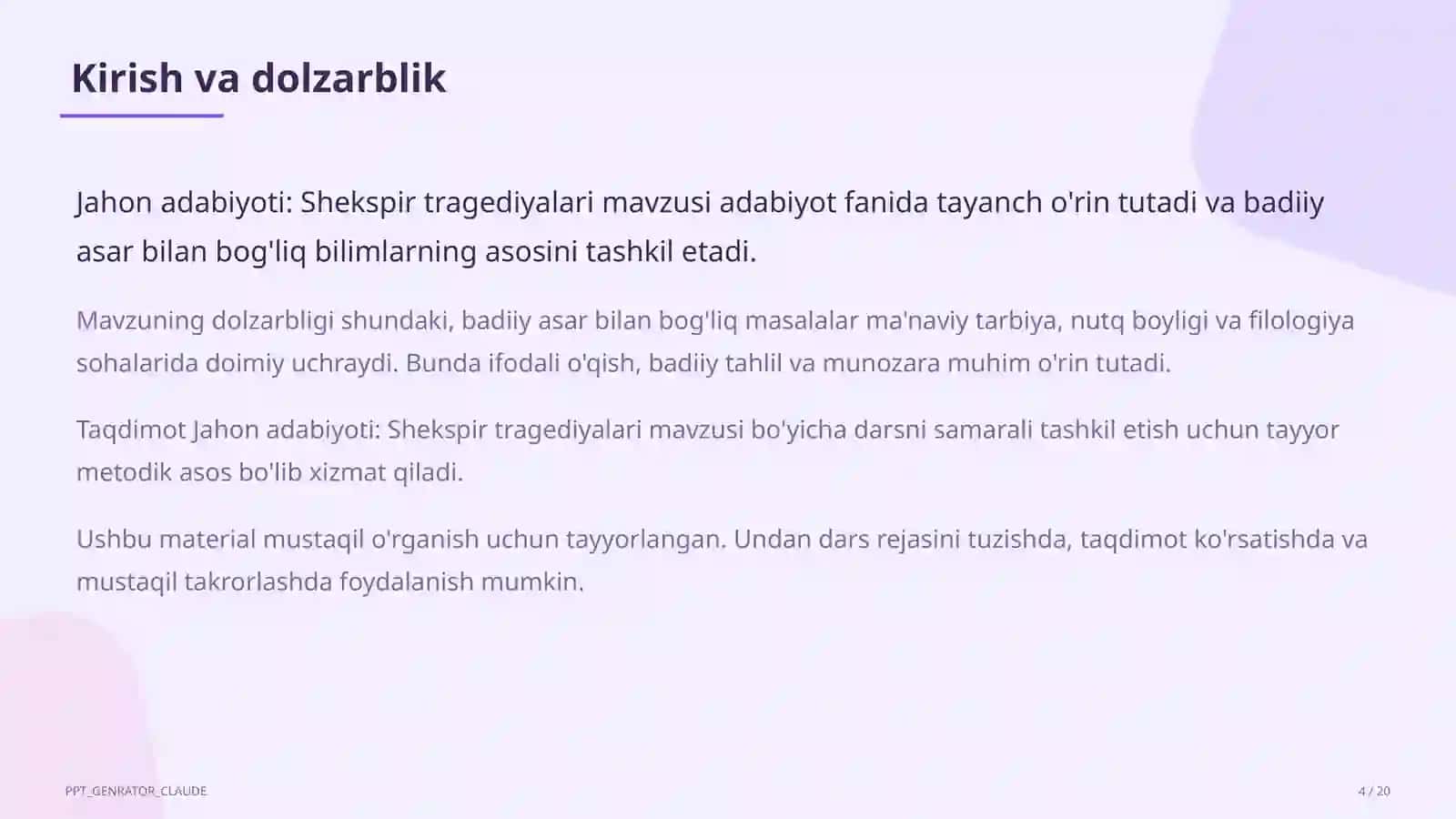 Shekspir tragediyalari (10-sinf) 4