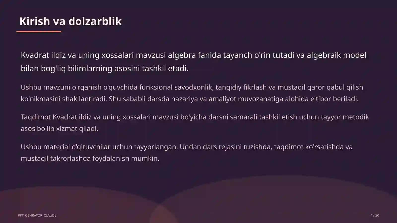 Kvadrat ildiz va uning xossalari (8-sinf) 4