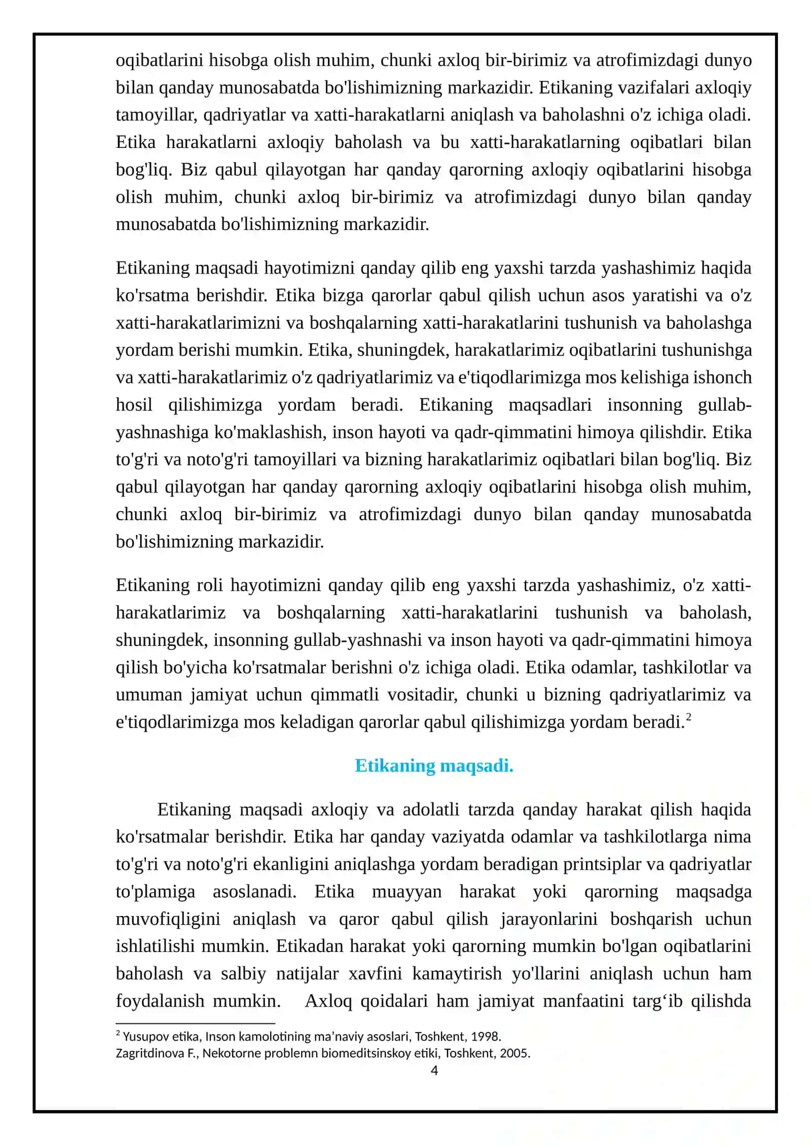 ETIKA VA ESTETIKANING ASOSI, MAQSADI VA VAZIFALARI 4