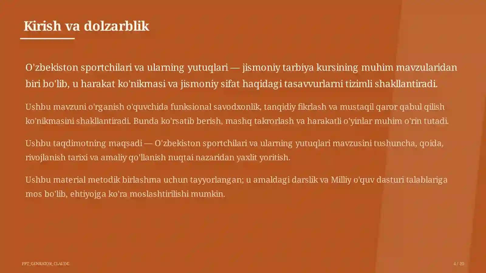 Jismoniy tarbiya (1–11) — metodik birlashma uchun 4