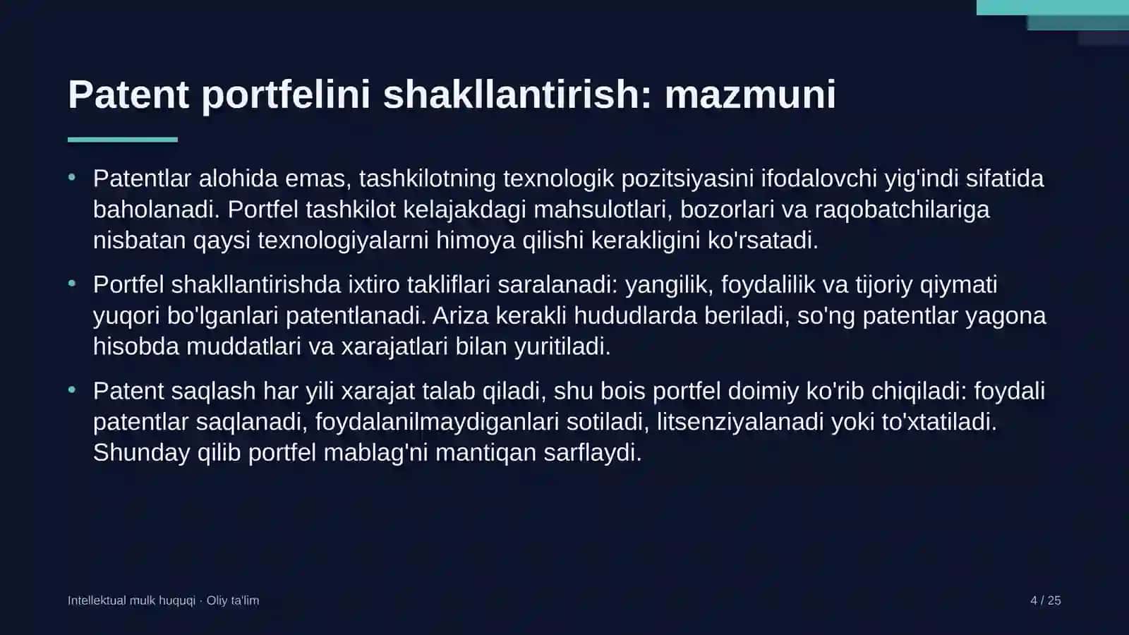 Choyxonalarda patent portfelini shakllantirish 4