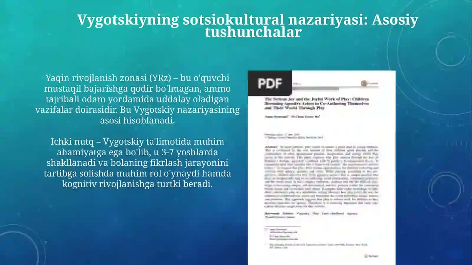 Oyin ta'limotidan Lev Vigotskiy va Danil Elkonin ta'limoti haqida 4