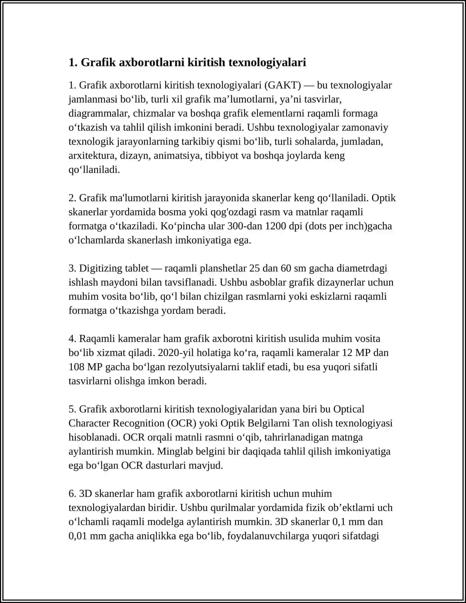 Grafik axborotlarni kiritish texnologiyalari 4