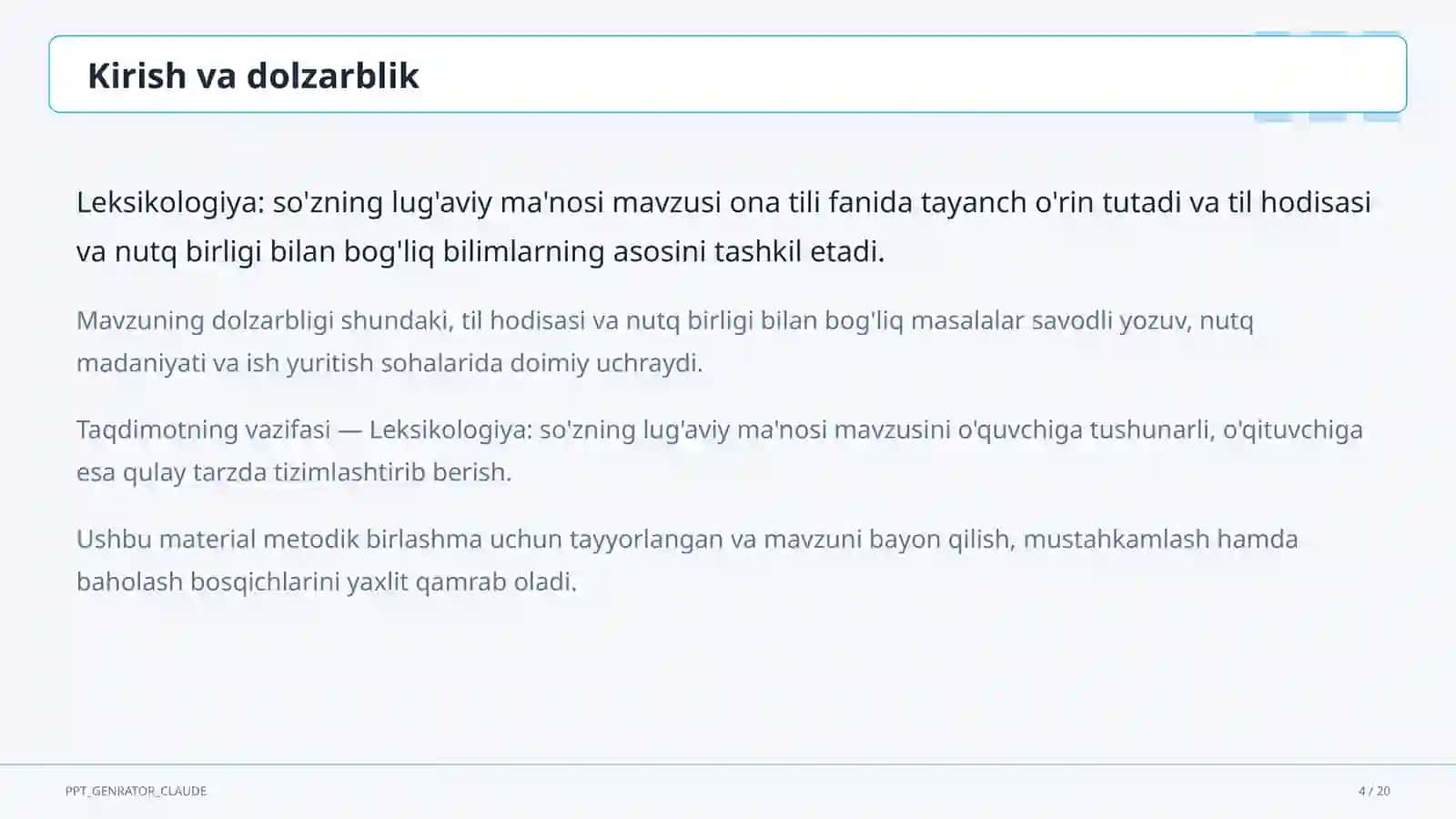 Leksikologiya: so'zning lug'aviy ma'nosi (5-sinf) 4