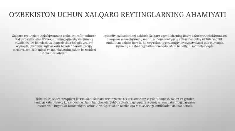 Iqtisodiy Va Ijtimoiy Sohadagi Ustuvor Xalqaro Reytinglar 4