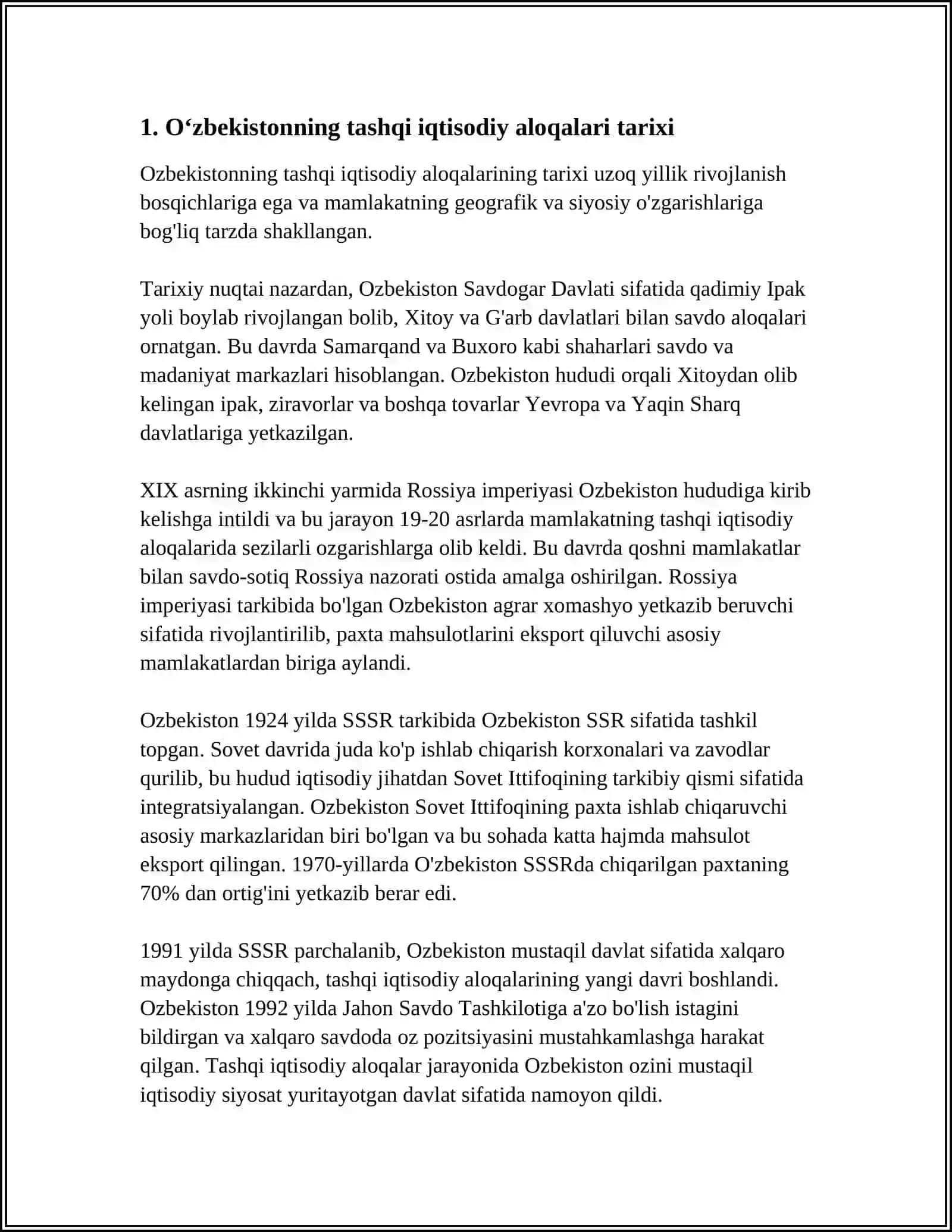 O‘zbekiston tashqi iqtisodiy aloqalarining tarkibi va rivojlanish dinamikasi 4