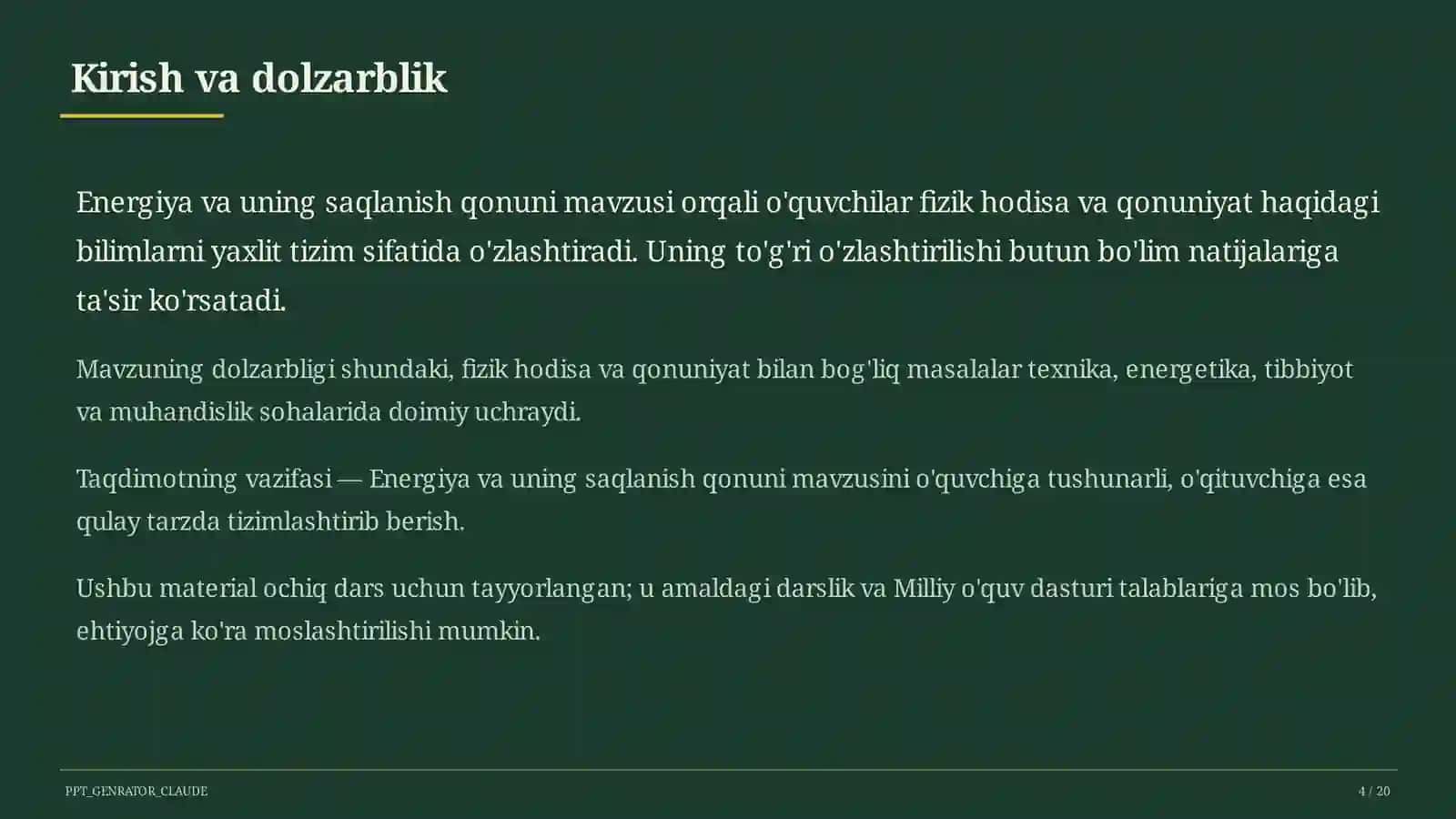 Energiya va uning saqlanish qonuni (7-sinf) 4