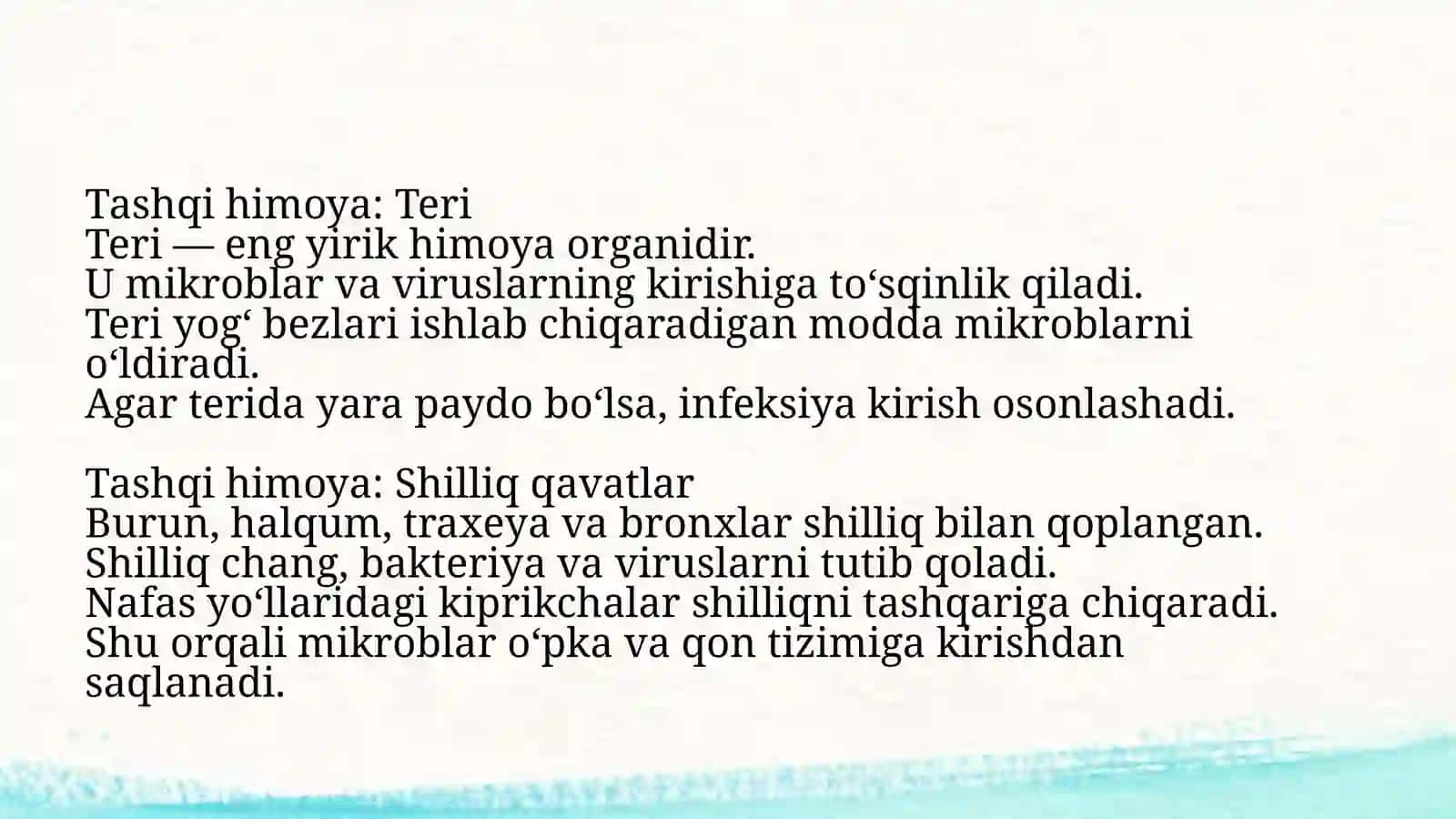 MAVZU: Odam organizmining himoya mexanizimi. slayd 4