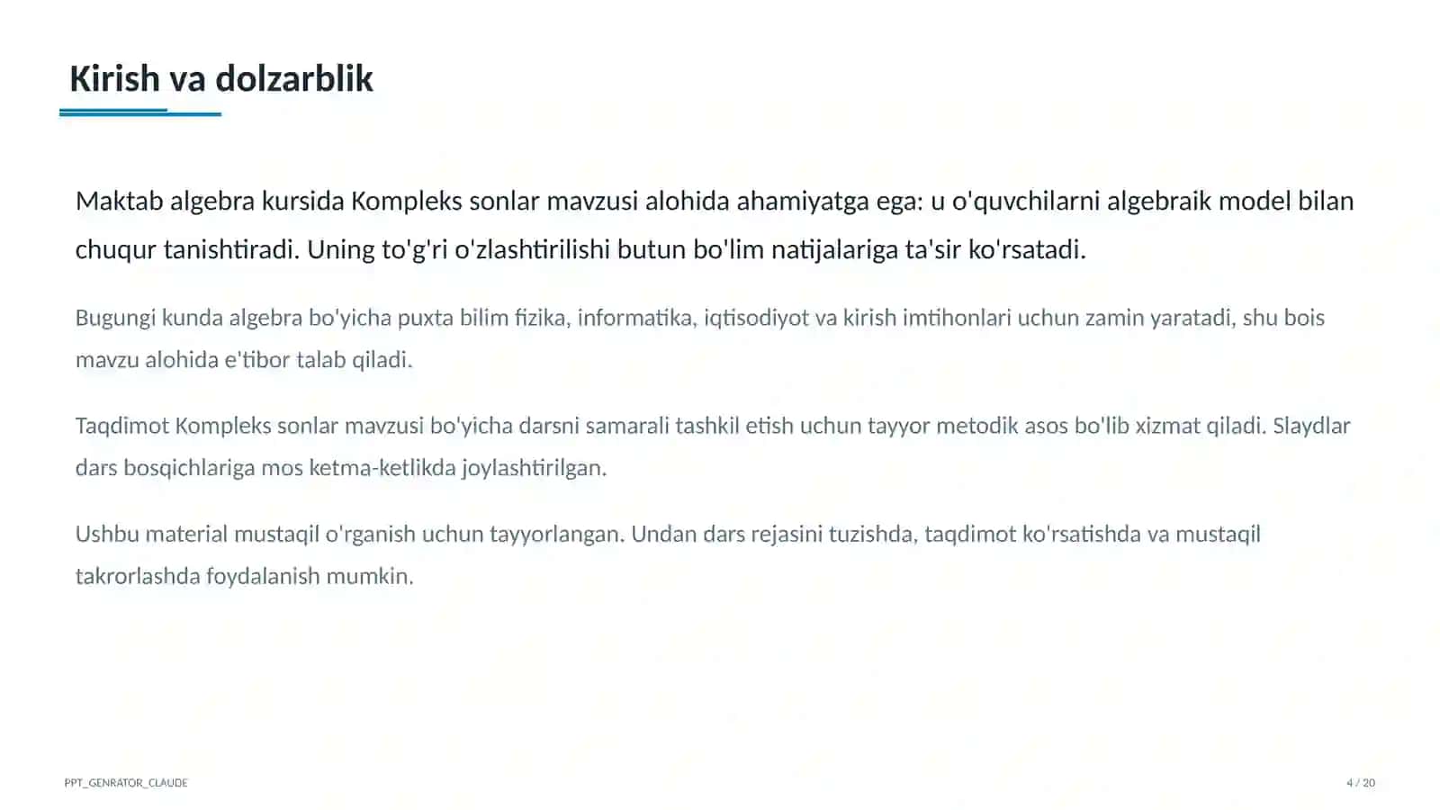 Kompleks sonlar (11-sinf) 4