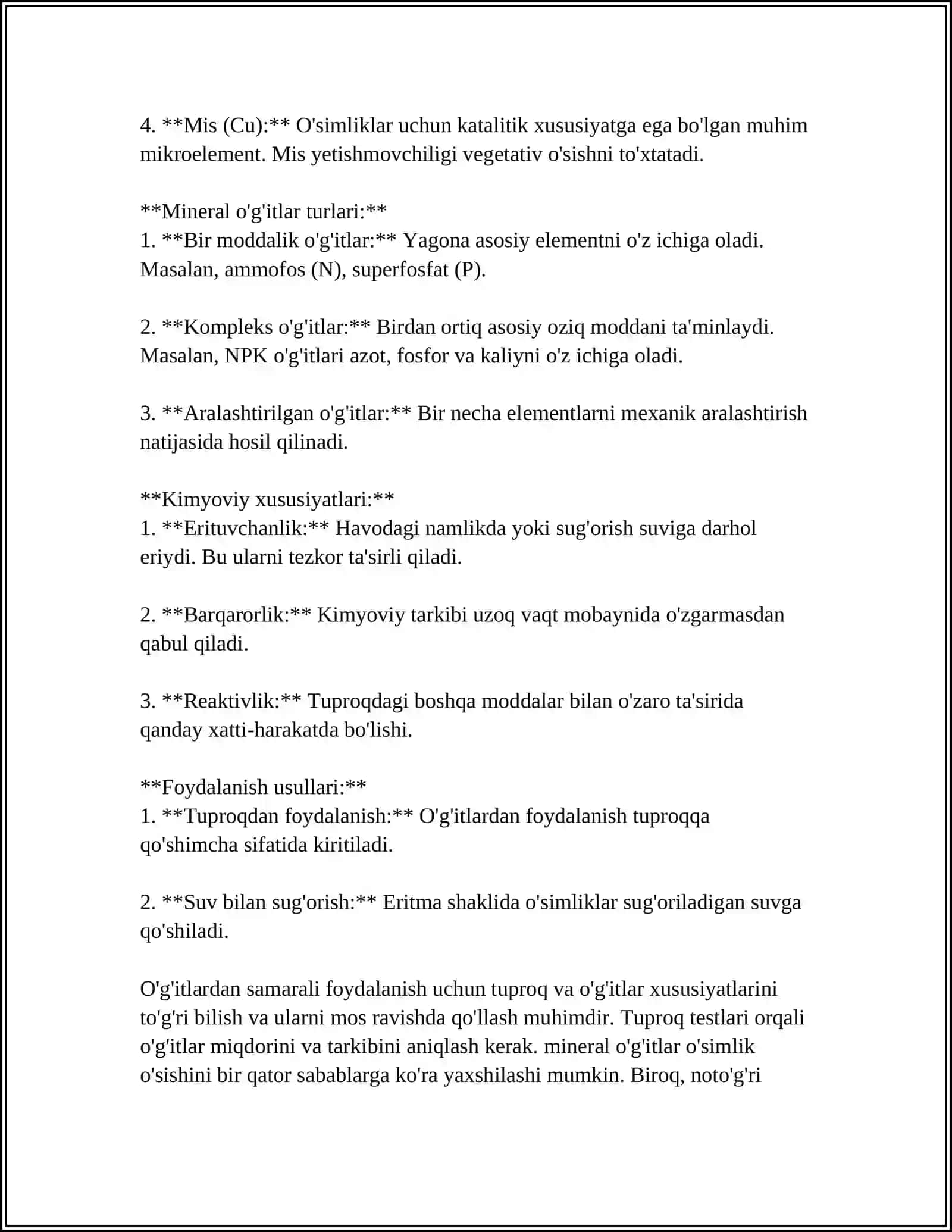 MINERAL VA ORGANIK O'G'ITLARDAN FOYDALANISH 4