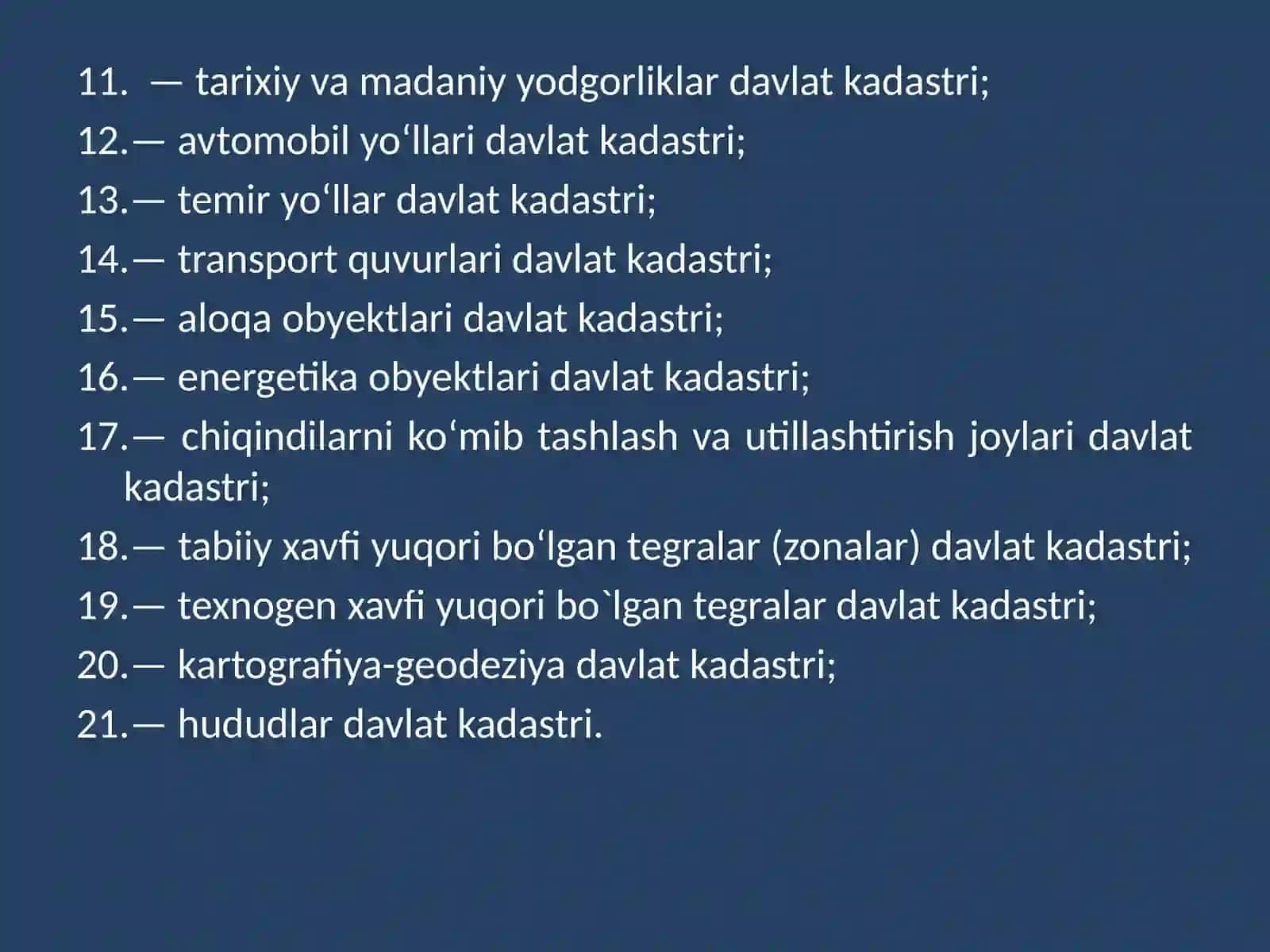 DAVLAT KADASTRLARI ASOSLARI 4