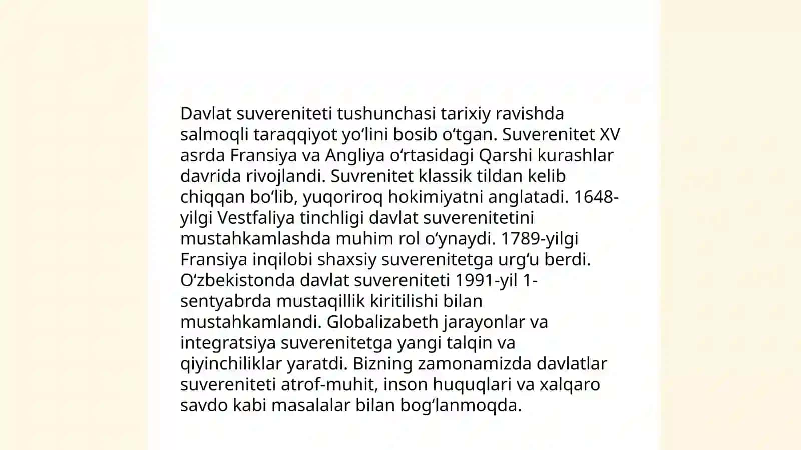 Davlat suverenitetining amaliy ifodasi va mamlakat chegarasi hamda huquqining daxlsiz va bo‘linmasligi 4