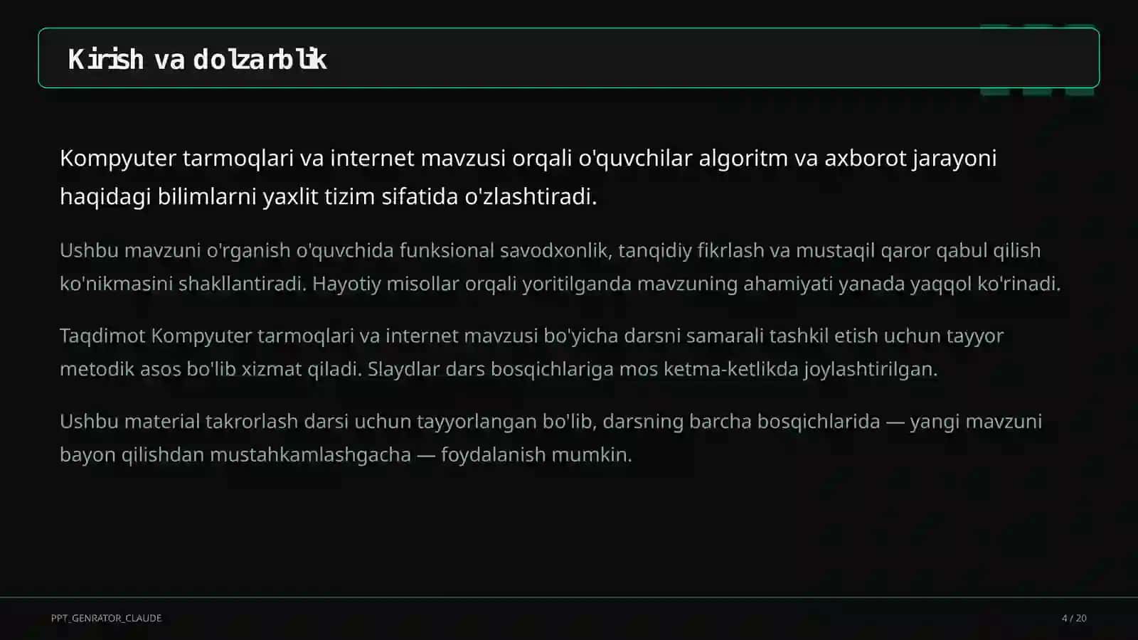 Kompyuter tarmoqlari va internet (9-sinf) 4