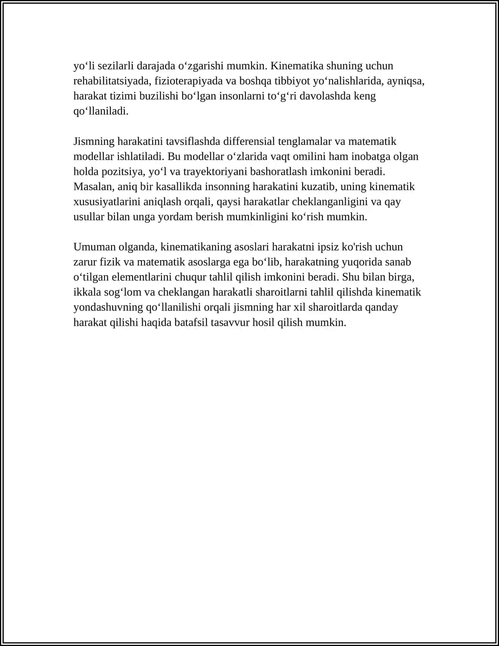 KINEMATIKA ASOSLARI KASALLIKLAR VA HARAKATNING CHEGARALANISHI 4