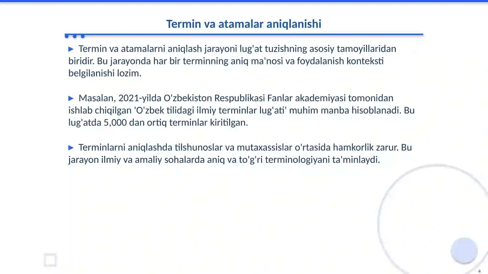 Lugʼat tuzish tamoyillari 4