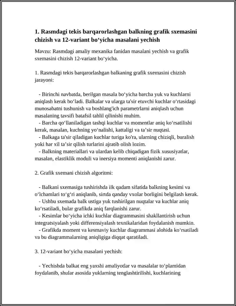 Rasmdagi Amaliy Mexanika Fanidan Masalani Yechish 4