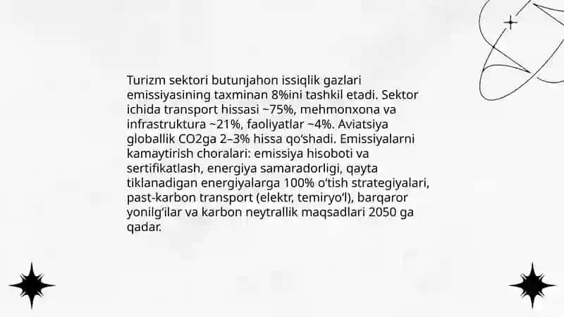 Xalqaro turizm sanoatining barqaror rivojlanishi va atrof-muhitni muhofaza gilish strategiyalari 4