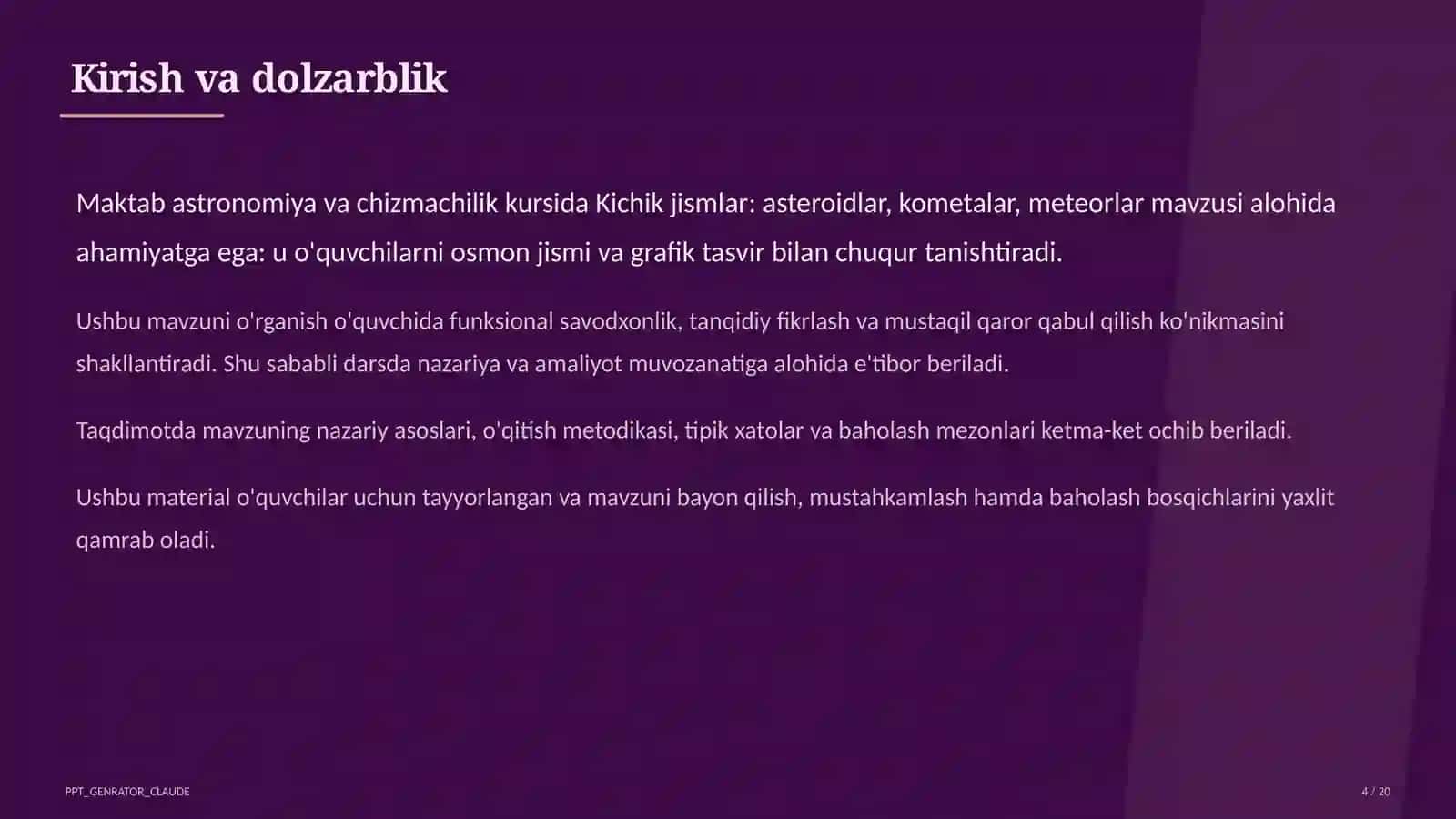 Kichik jismlar: asteroidlar, kometalar, meteorlar (11-sinf) 4