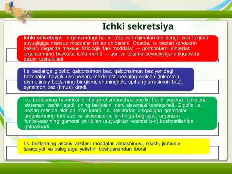 ORGANIZM VA ORGANLAR ISHINI GUMORAL BOSHQARILISHI 4
