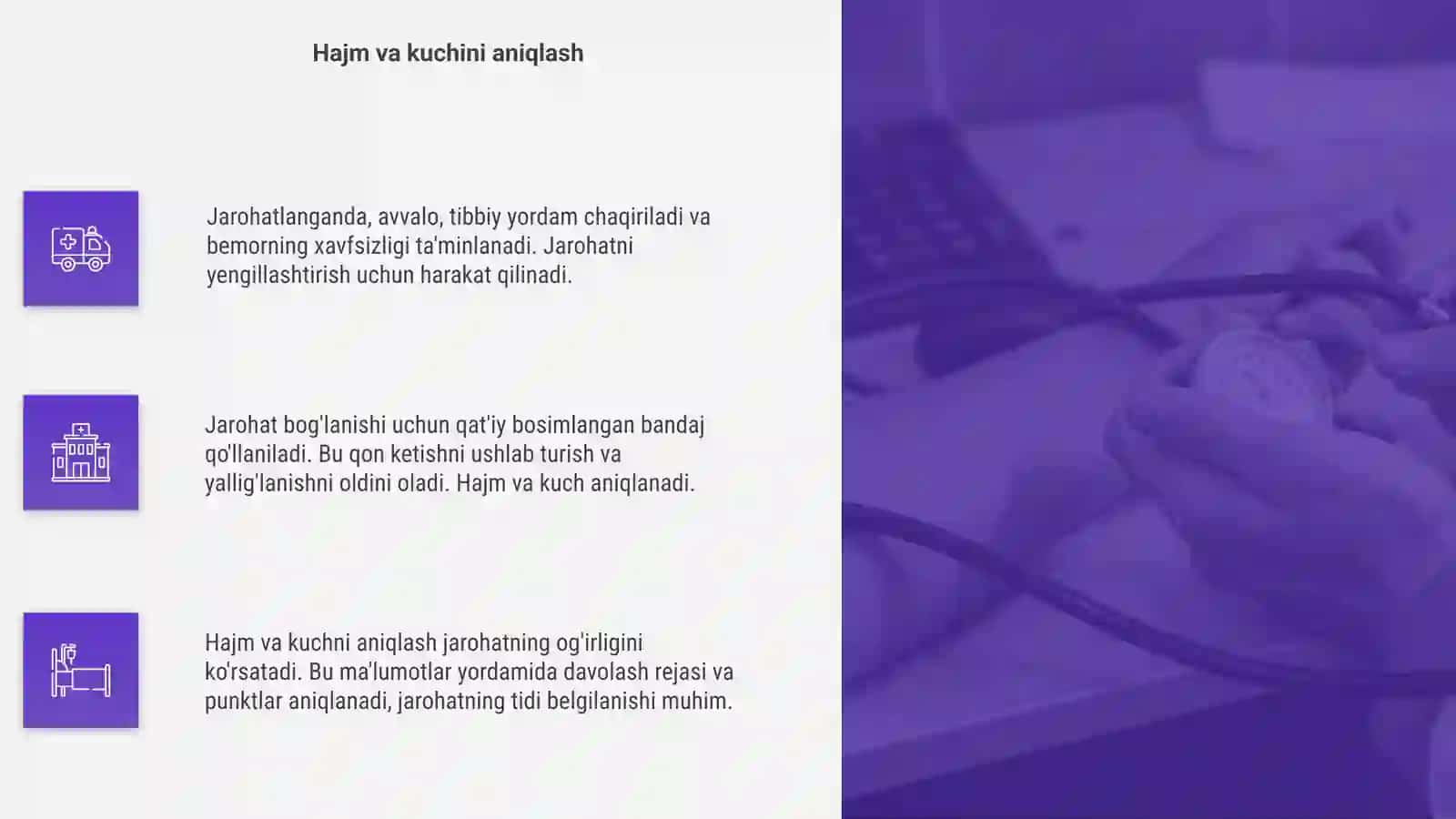 Jarohatlanganda nima qilinadi va jarohat qanday boglanadi 4