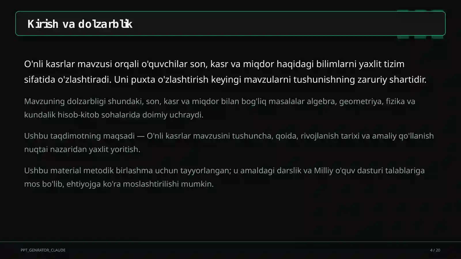 O'nli kasrlar (5-sinf) 4