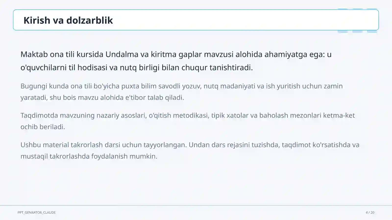 Undalma va kiritma gaplar (8-sinf) 4