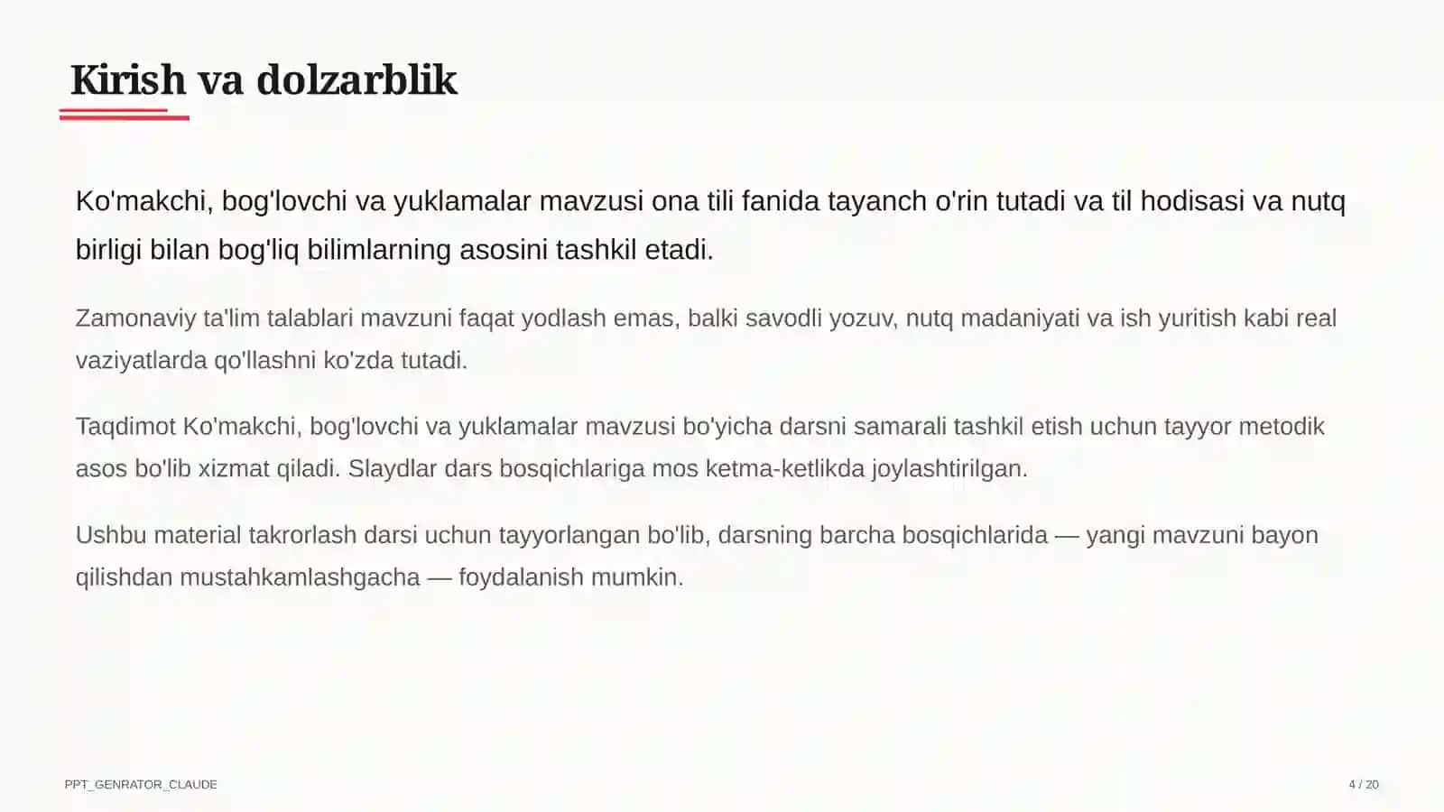 Ko'makchi, bog'lovchi va yuklamalar (7-sinf) 4