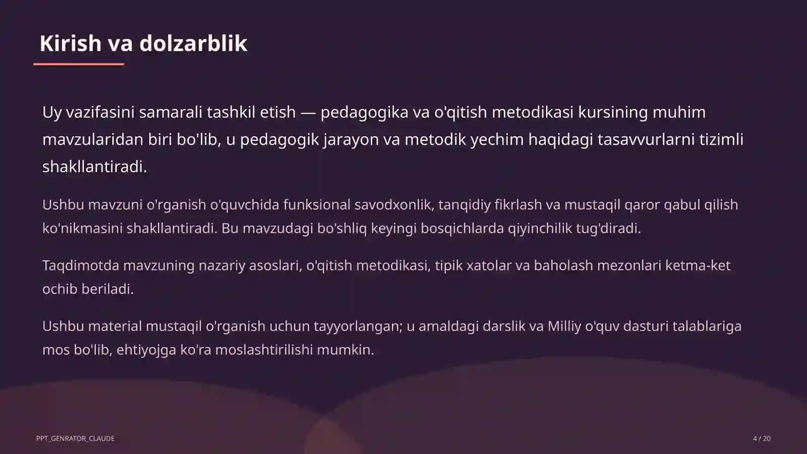 Uy vazifasini samarali tashkil etish 4