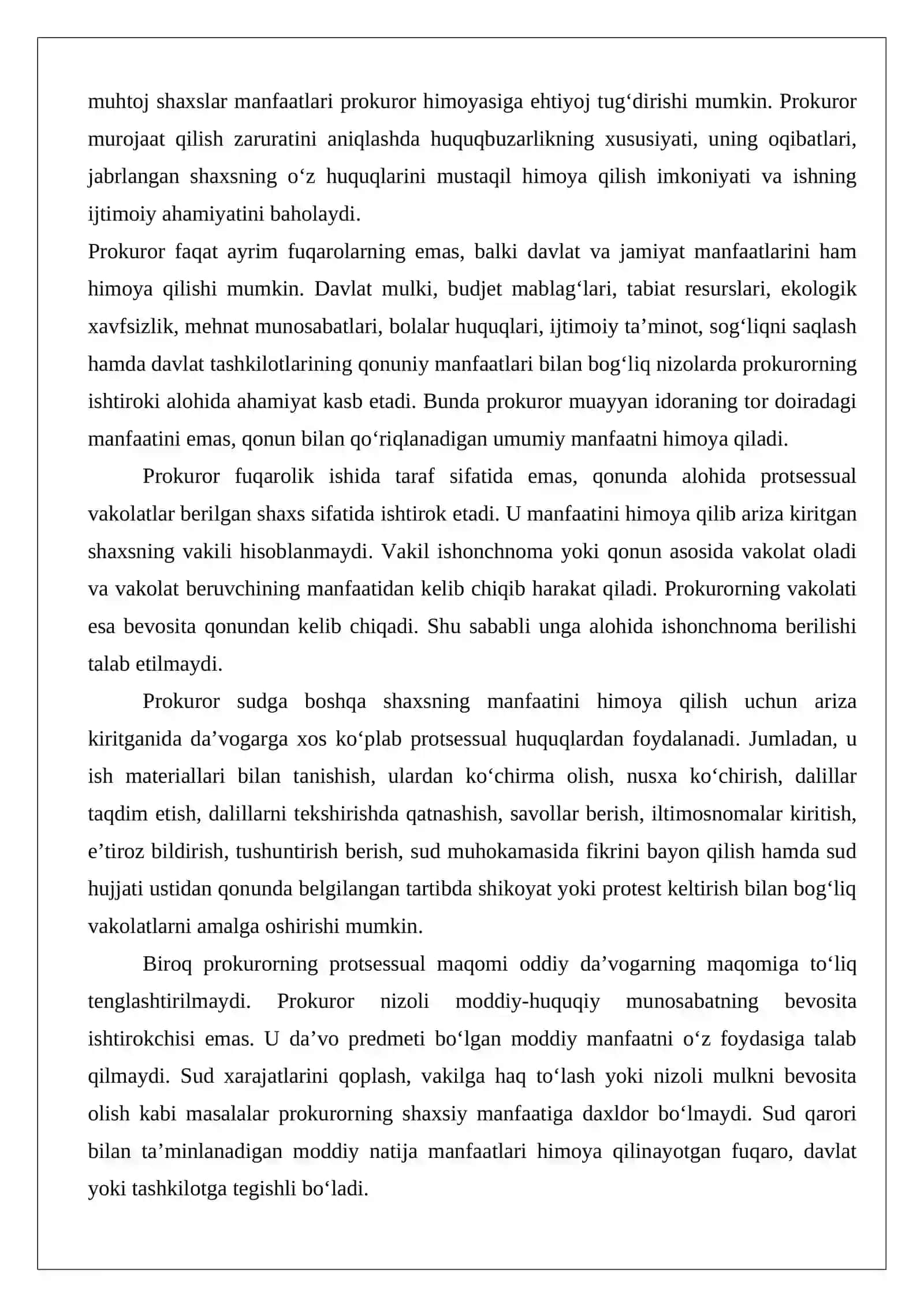Prokuror davlat organlari, tashkilotlar va ayrim fuqarolarning fuqarolik protsessida ishtiroki 4