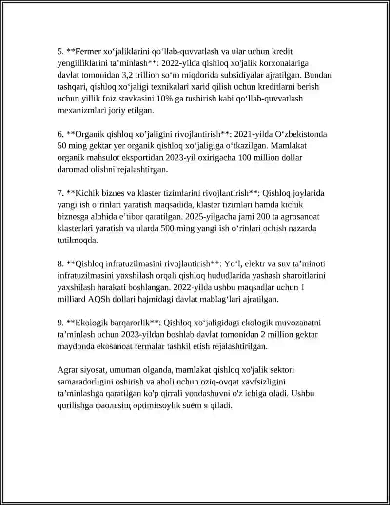OʻZBEKISTONDA AGRAR ISLOHOTLAR 4